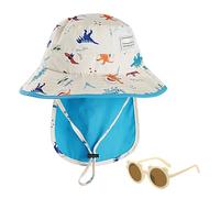 1 Sombrero para El Sol para Niños, 1 Pieza De Gafas De Sol, Sombrero para El Sol para Niños De Verano, Sombrero con Estampado De Dinosaurio, Sombrero De Playa De ala Grande