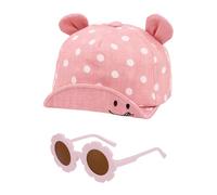 1 Sombrero Para Niños Rosa Y 1 Par De Gafas De Sol Infantiles, Sombrero De Sol Transpirable, Lindas Gafas De Sol De Bebé, Suministros De Protección Solar Al Aire Libre.
