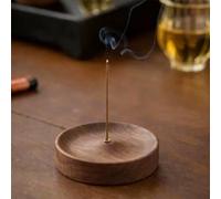 1 soporte de incienso de nogal negro para varillas, bandeja redonda de madera para quemador de incienso, cuenco difusor de aroma natural hecho a mano, soporte para quemador de incienso, cuenco