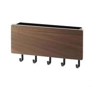 1 soporte de pared de madera para llaves con 5 ganchos y ranura de aluminio para organización de entrada, almacena llaves, carteras, cinturones, acabado de nogal, decoración de oficina en casa (nogal)