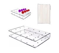 1 soporte para caramelos de 20 agujeros con 100 palillos de papel, soporte de doble capa, soporte de exhibición acrílico, adecuado para fiestas, bodas, exposiciones, decoración de bricolaje