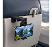 1 soporte plegable para teléfono de viaje, soporte de clip para respaldo de | 9 x 3,51 x 3,51 cm plegada, abrazadera de teléfono de 6,50 a 10,49 cm, montaje con clip, ángulo ajustable