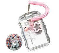 1 soporte transparente para tarjetas de identificación con llavero y clip para cinturón, tarjetero de policarbonato transparente, soporte portátil para insignias para el trabajo, escuela, eventos