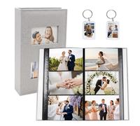 1 Stück fotoalbum einsteckalbum 10x15CM fotoalbum 300 fotos+ 2 Stück Schlüsselanhänger 2x4CM，fotoalbum 100 seiten (50 Blatt)mit Frontfenster Fotoalben ，Fotos zum Geburtstag, Festival und Erinnerungen