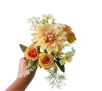 1 Stück Künstliche Dahlie Rosen Blumen,Brautstrauß,Hochzeit Bouquet,Fälschung,Tischblumen,Gefälschte Deko Blumen,Künstlich Brautstrauss,für DIY Hochzeit Party Haus Deko Blumenarrangements,Gelb