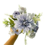 1 Stück Künstliche Dahlie Rosen Blumen,Brautstrauß,Hochzeit Bouquet,Fälschung,Tischblumen,Gefälschte Deko Blumen,Künstlich Brautstrauss,für DIY Hochzeit Party Haus Deko Blumenarrangements,Blau