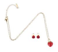 1 Sweet Strawberry Jewelry Set Women Stainless Steel Clavicle Chain Necklace Earrings Present for Festivals and Special Occasions