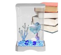 1 tanque de peces Betta - 4K HD Desk Fish Tank | Small Fish Bowl for Betta | Convenient Small Aquarium Starter with LED Light Sturdy for Home Offices Apartment Decor Kitchen Study Room