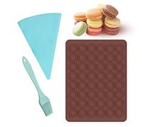 1 tapete para hornear macaron, 1 cepillo de aceite, 1 manga pastelera, tapete para hornear macaron de silicona de 48 orificios, tapete para hornear antiadherente (39 * 28 cm)