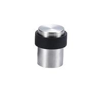 1 tapón cilíndrico de la puerta del piso, tope de puerta de acero inoxidable sólido con parachoques de goma, plata cepillada