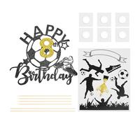 1 Tarjeta De Cumpleaños De Fútbol para Niños De Ocho Años Y 1 Juego De Tarjetas De Elementos De Fútbol, Decoraciones Creativas para Pasteles, Accesorios para Pasteles