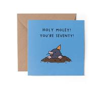 1 tarjeta de felicitación de 70th Holy Moley - You're Seventy Mole Happy Birthday Pun Kawaii Joke Funny Men Women #84845