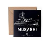1 tarjeta de felicitación de acorazado japonés Musashi - Regalo de barco de la Segunda Guerra Mundial de Japón #73002