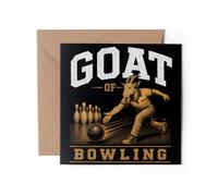 1 tarjeta de felicitación de cabra de bolos - Greatest Sports Dad Brother Uncle Ten Pin Gift #72920