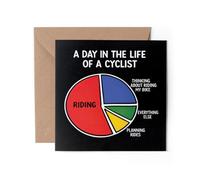 1 tarjeta de felicitación de ciclista con texto en inglés «Day in the Life Riding Pie Chart Biker Biking Cycling Happy Birthday Hobby Joke Funny Men Women #84882