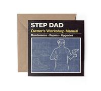 1 tarjeta de felicitación para padrastro - Manual de taller para el día del padre para el dueño de papá para hombres y mujeres, cumpleaños #72376