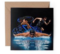 1 tarjeta de felicitación - Triatlón Entrenamiento Correr Natación Ciclismo - Blanco Cumpleaños Celebración Aniversario #53496