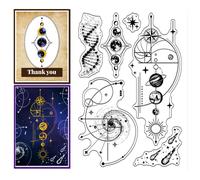 1 tarjeta de sello transparente de Fibonacci Planet, de estrellas mágicas, sellos transparentes de galaxia para álbumes de recortes, decoración de diarios, sin tinta