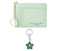 1 Tarjetero Mujer Verde, 1 Colgante Flor Verde, Tarjetero Mujer Piel, Tarjetero Piel Sencillo, Cartera Slim Mujer