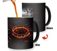 1 taza Bros. El Anillo Único, Taza de Café Mágica de 11 oz que de Color con , Taza de Cerámica al que Escritura Elfica Oculta, Regalo de Vajilla en Películas de Ciencia Ficción y Fantasía