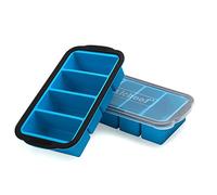 1 taza de bandeja congeladora extragrande para sopa, caldo, salsa, cubitera con tapa, moldes de silicona para congelador, cuencos de sopa, hace cuatro grandes porciones, 1 taza Cube-2 paquete (azul)