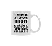 1. Taza de café de cerámica de 325 ml con texto en inglés "If mom is wrong see rule" («If mom is wrong see rule» #1, taza de té de cerámica de 11 onzas, regalo divertido para el día de la madre