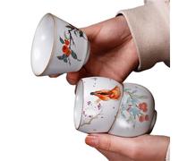 1 taza de té de cerámica china de porcelana blanca, tazas de kung fu, cerámica personal, taza de vino, taza de té, juego de té de viaje para los amantes del té (caja de anillo 9 x 9 x 3 cm)
