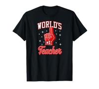 #1 Teacher World'S Number One Teacher - Gráfico de Dedos de Espuma Camiseta