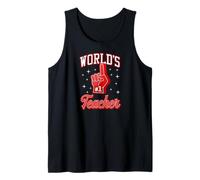 #1 Teacher World'S Number One Teacher - Gráfico de Dedos de Espuma Camiseta sin Mangas