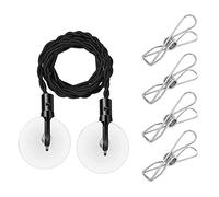 1 tendedero de Viaje, 4 Clips de Acero Inoxidable, tendedero retráctil, cordón de lavandería portátil con Gancho y Ventosa, Accesorios de Viaje, Adecuado para Viajes, Camping al Aire Libre (Negro)