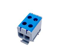 1 terminal de 50 mm², 800 V, alta corriente, JUT10-50/2, bloque de aluminio for montaje en riel DIN, dos entradas, dos entradas, cable de conexión eléctrica.(Blue)