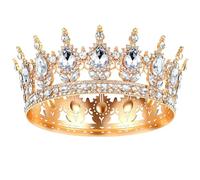 1 tiara de princesa de cristal, tiara para niñas, corona de cristal, tiaras vintage, corona para mujer, tiaras brillantes, diadema de novia, accesorio para el cabello para corona de novia, boda, baile