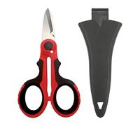 1 Tijeras de Electricista con Cubierta Protectora, Cortador de Cable de Fibra Antideslizante Resistente, Tijeras de Línea de Pesca para Recortar de Pesca, Trenzado de Alambre (Rojo)
