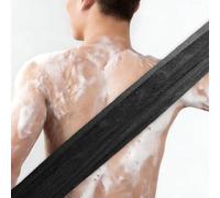 1 toalla de baño multifuncional elástica de red larga exfoliante para el hogar, viajes, hombres, mujeres, adultos, ducha (negro, 20,5 x 65 cm)