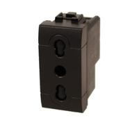 1 toma bipaso bivalente 2P + T 10/16 A 220 V, compatible con Bticino Living International, color negro