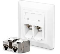 1 toma de red empotrada, 2 módulos Keystone RJ45 CAT 7 caja empotrable Ethernet LAN 10 Gb/s 2 puertos tomas de datos herramienta de conexión de red para Internet de alta velocidad y casa conectada