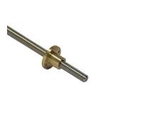 1 tornillo de avance T10 de acero inoxidable 304 con tuerca de latón for impresoras 3D y guías lineales: paso de 10 mm, 2 mm.(800mm with Nut)