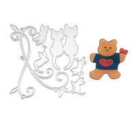 1 troquel de corte, 1 broche con forma de animal, forma de gato, molde para hacer tarjetas, troqueladora, fabricación de álbumes de recortes, fabricación de regalos (plata)