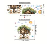 1 ud. Adhesivo de pared con animales leyendo en la casa de árboles de cuentos de , calcomanías de vinilo para la decoración del hogar y la habitación