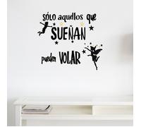 1 ud. Adhesivo de pared con en español "Solo los que sueñan pueden " | Decoración de vinilo autoadhesiva para el hogar, , el dormitorio, de estar