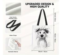 1 ud., Bolso tote de moda con estampado animal, diseñado con una ilustración de perro de paja, bolso de versátil para mujer, regalo para amantes de y