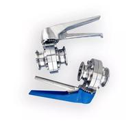 1 Uds 1-1/2 "38mm S304 acero inoxidable sanitario 1,5" Triple abrazadera válvula de mariposa gatillo de compresión(Plastic Handle)