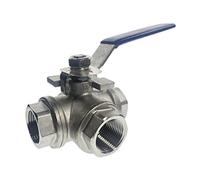 1 Uds 1/2 3/4 3 vías BSPT T y L tipo montaje hembra válvula de bola acero inoxidable vinilo(L,DN32)