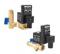 1 Uds 1/2 "DN15 válvula de drenaje automático compresor de aire interruptor de retardo de tiempo controlador de válvula magnética electromagnética AC220V 110V DC24V 12V(Split-Body 24V DN15)
