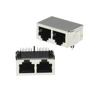 1 Uds 1 * 2 RJ45 16 Pin hembra PCB conector de placa de ángulo recto 8P8C cabeza de cristal 1x2 21mm interfaz