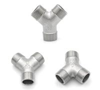1 Uds 1/4 "3/8" 1/2 "3/4" 1 "1-1/4" 2 "BSPT roscado 304 accesorios de tubería de acero inoxidable acoplador codo adaptador de junta de 3 vías y 4 vías(External Y-3-Way,1-1/2")
