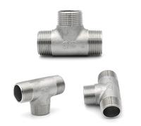 1 Uds 1/4 "3/8" 1/2 "3/4" 1 "1-1/4" 2 "BSPT roscado 304 accesorios de tubería de acero inoxidable acoplador codo adaptador de junta de 3 vías y 4 vías(External 3-Way,1/2")