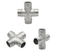 1 Uds 1/4 "3/8" 1/2 "3/4" 1 "1-1/4" 2 "BSPT roscado 304 accesorios de tubería de acero inoxidable acoplador codo adaptador de junta de 3 vías y 4 vías(External 4-Way,1-1/4")
