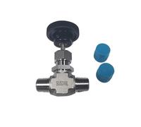 1 Uds 1/8 1/4 3/8 1/2 macho NPT BSPP válvula de aguja de Gas de 2 vías válvula de aguja de alta ajustable acero inoxidable 316 3000psi(3/8",BSPP)