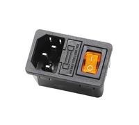 1 Uds 10A 250VAC 3 pines iec320 C14 conector de línea entrante toma de corriente con interruptor basculante ligero 10A portafusibles conector macho(Yellow)